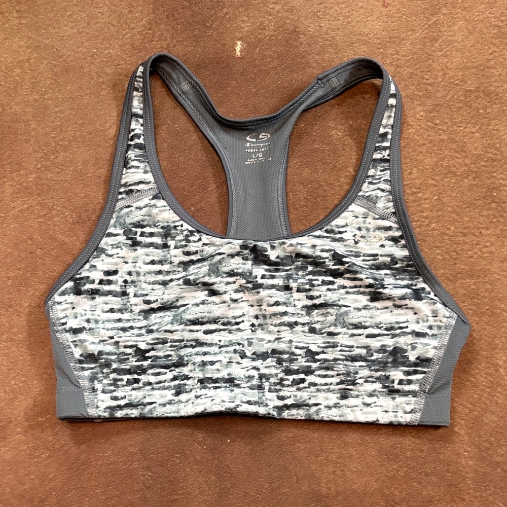 Champion Gray and Black Patterned Sports Bra